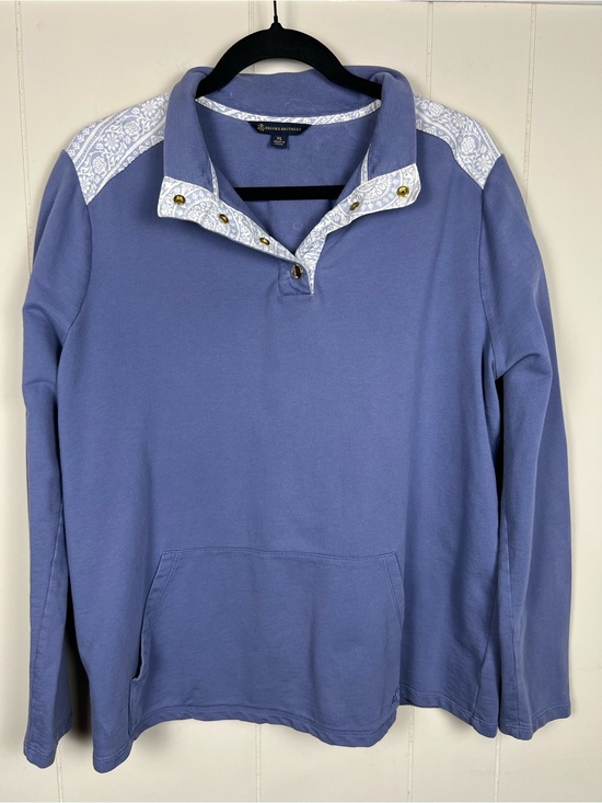 Brooks Brothers Sweaters - Brooks Brothers Pullover Cornflower Blue‎ Patterned Accents Gold Snap Buttons